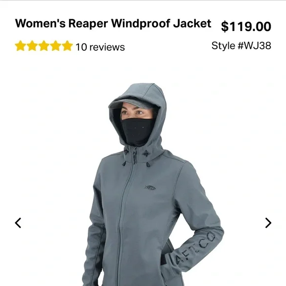 AFTCO Reaper Softshell Jacket, color is Charcoal, size XS